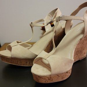 Charles David Tan Open-Toe Wedges